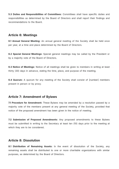 Free Alberta Societies Act Bylaws Template to Edit Online
