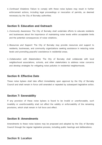 Free City Of Burnaby Noise Bylaws Template to Edit Online