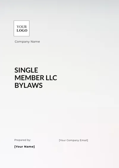 Free Single Member LLC Bylaws Template to Edit Online