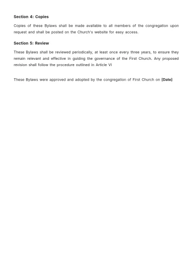 Free First Church Bylaws Template to Edit Online