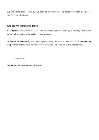 Free Alberta Condo Bylaws Template to Edit Online