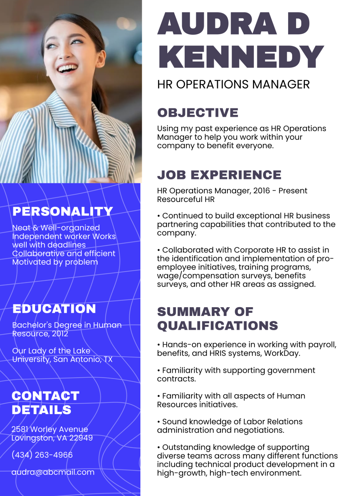 HR Operations Manager Resume