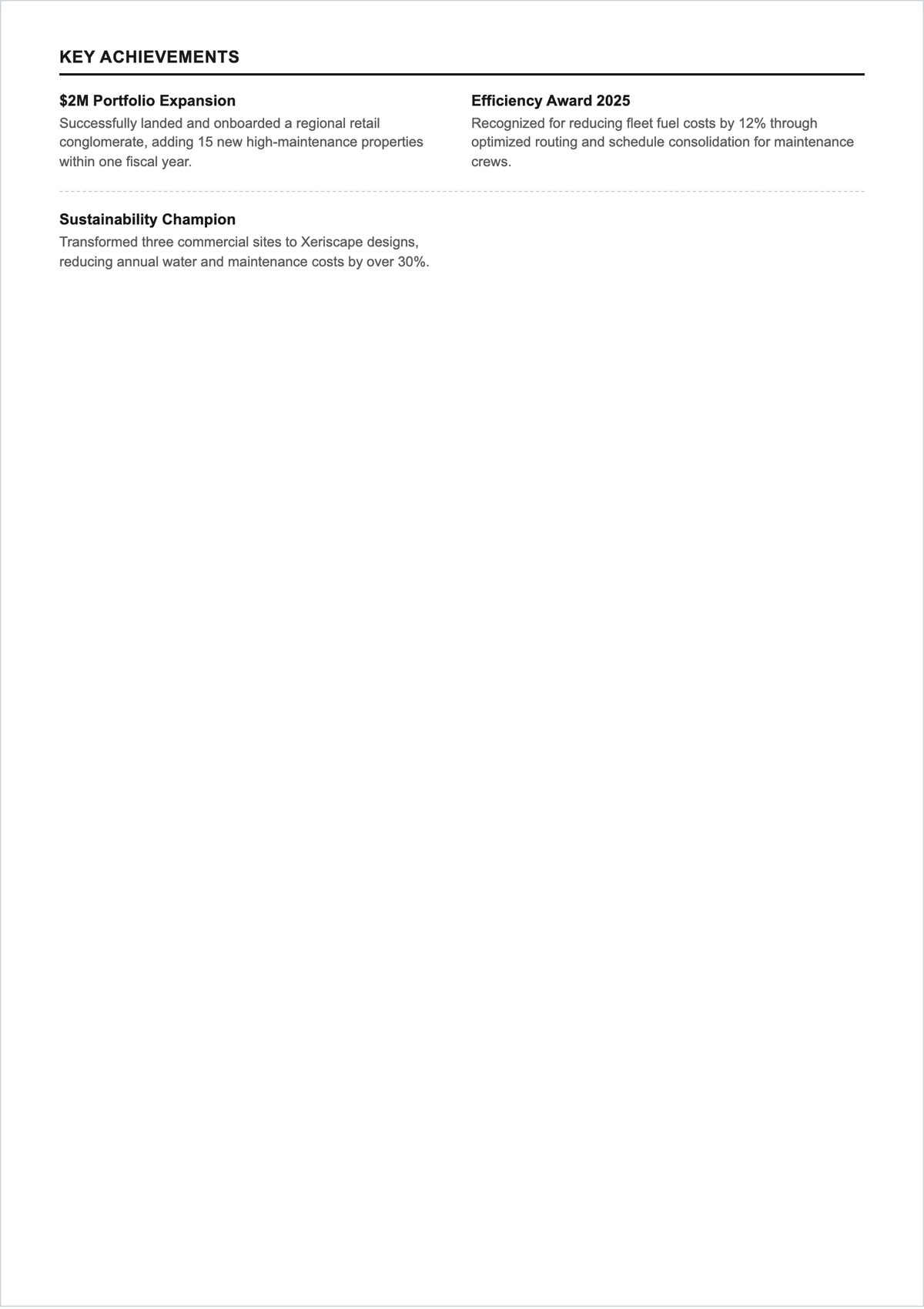 Free Landscaping Account Manager ATS Resume Template