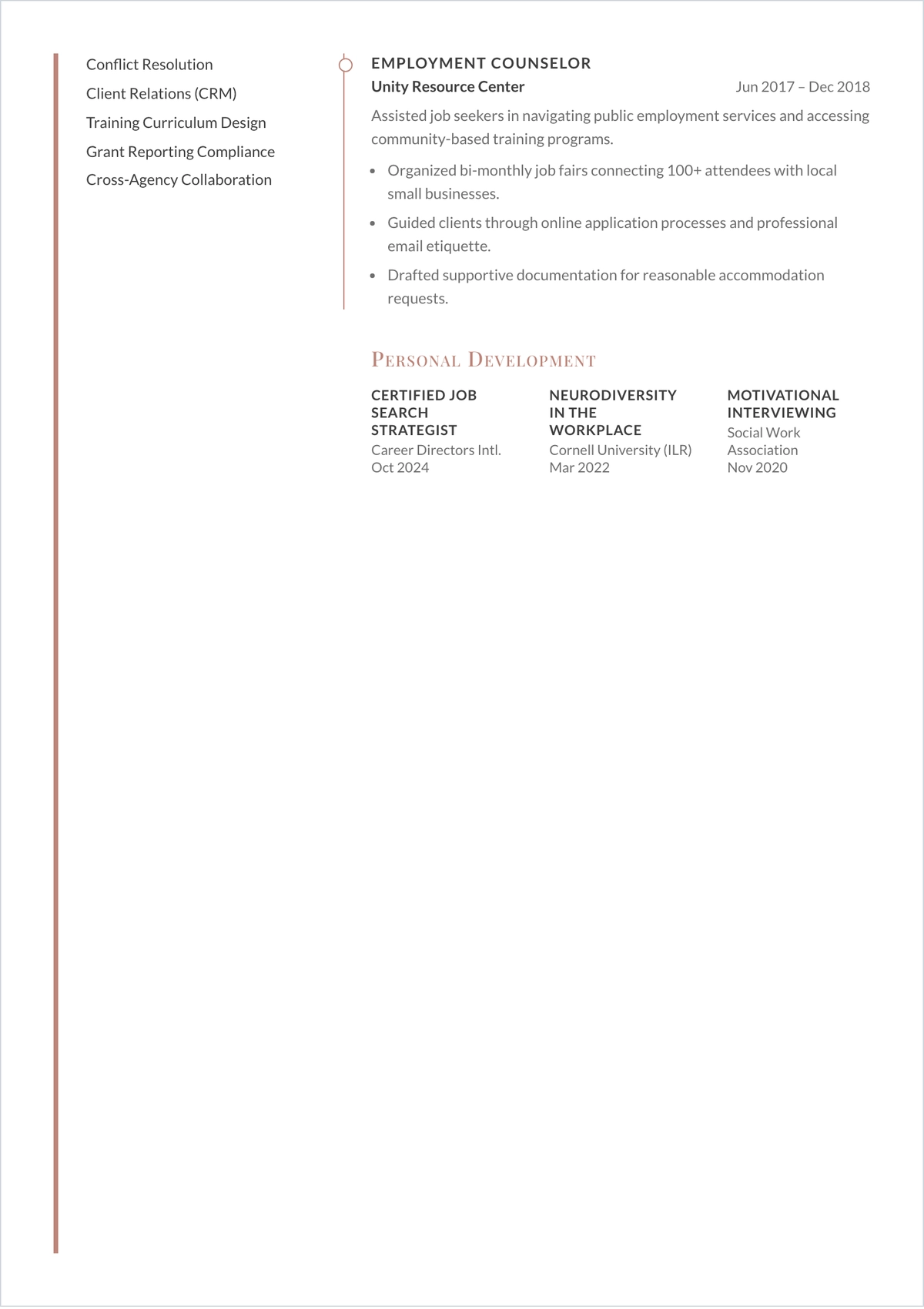 Free Job Coach ATS Resume Template, AI Resume Builder