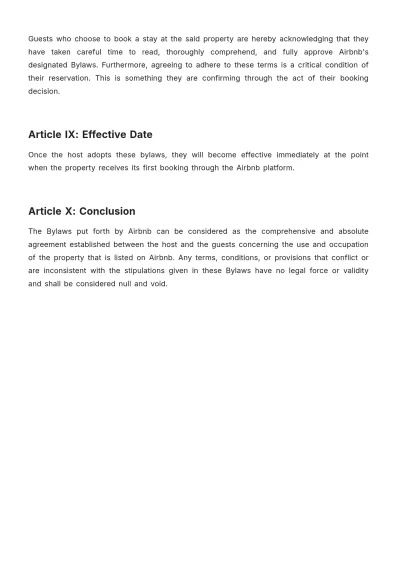 Free Airbnb Bylaws Template to Edit Online