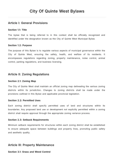 Free City Of Quinte West Bylaws Template to Edit Online