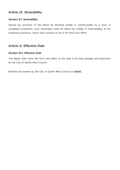 Free City Of Quinte West Bylaws Template to Edit Online