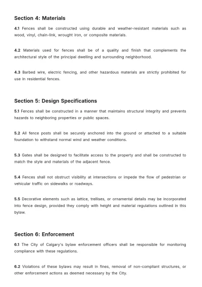 Free City Of Calgary Fence Bylaws Template to Edit Online