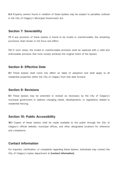 Free City Of Calgary Fence Bylaws Template to Edit Online