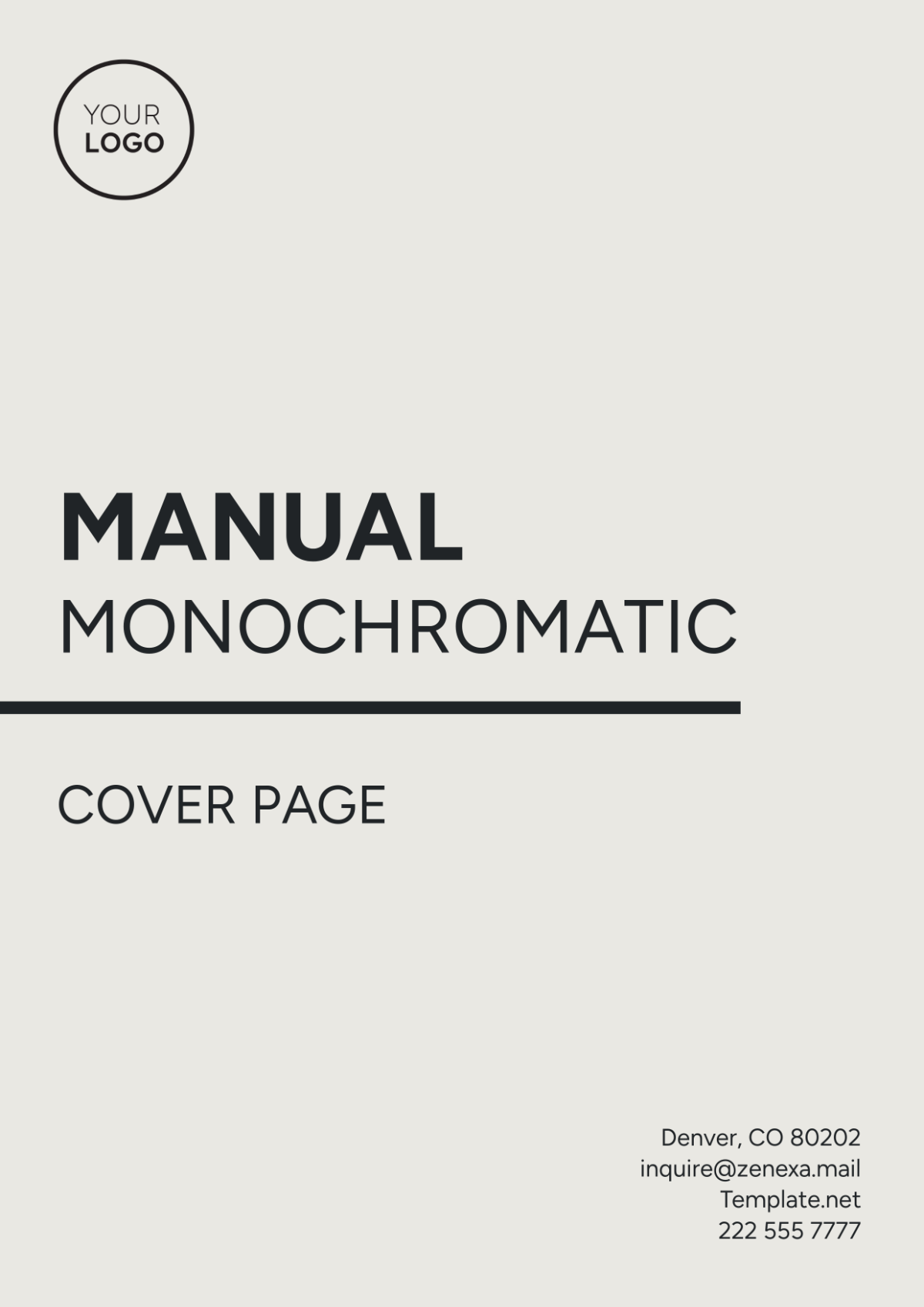 Manual Monochromatic Cover Page Template - Edit Online & Download