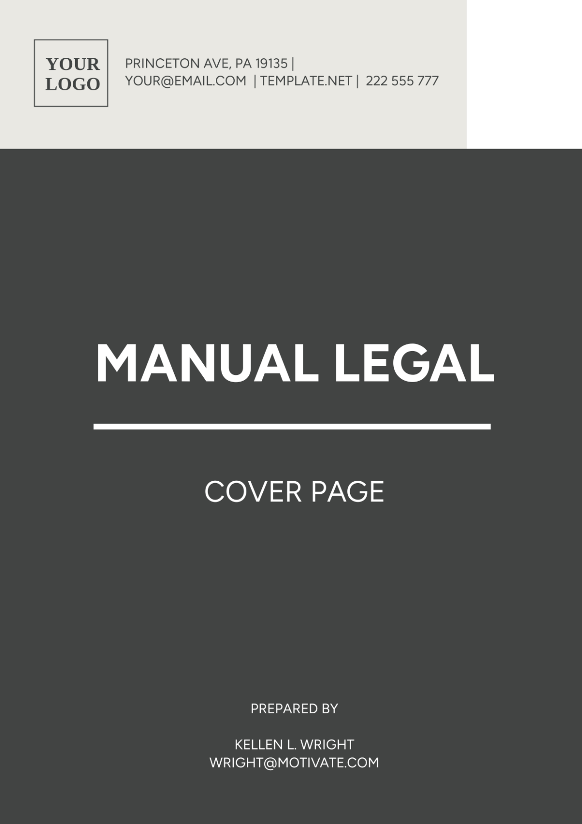 Manual Legal Cover Page Template