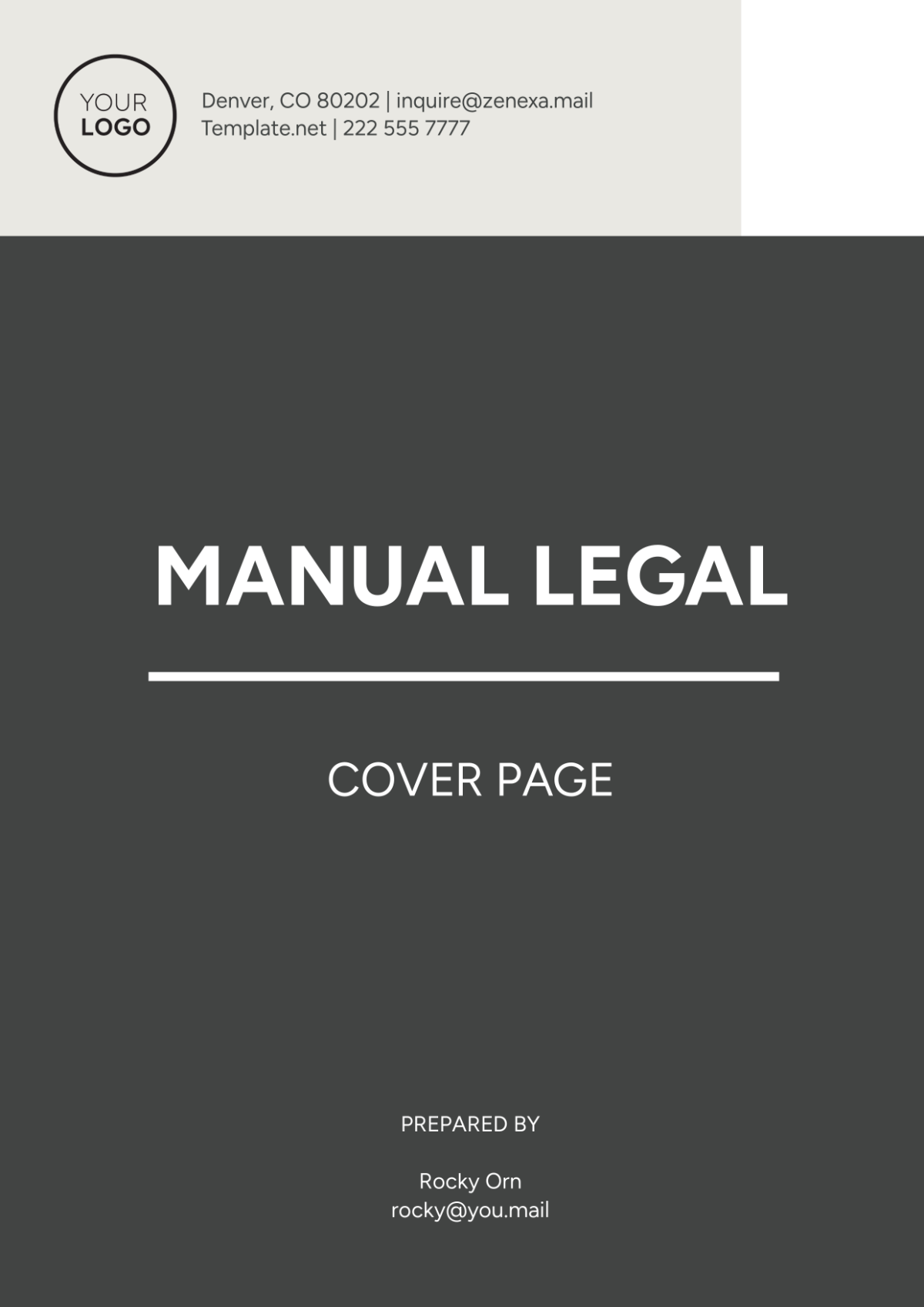 Manual Legal Cover Page Template - Edit Online & Download