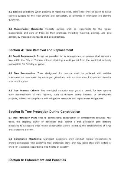 Free Toronto Tree Bylaws Template to Edit Online