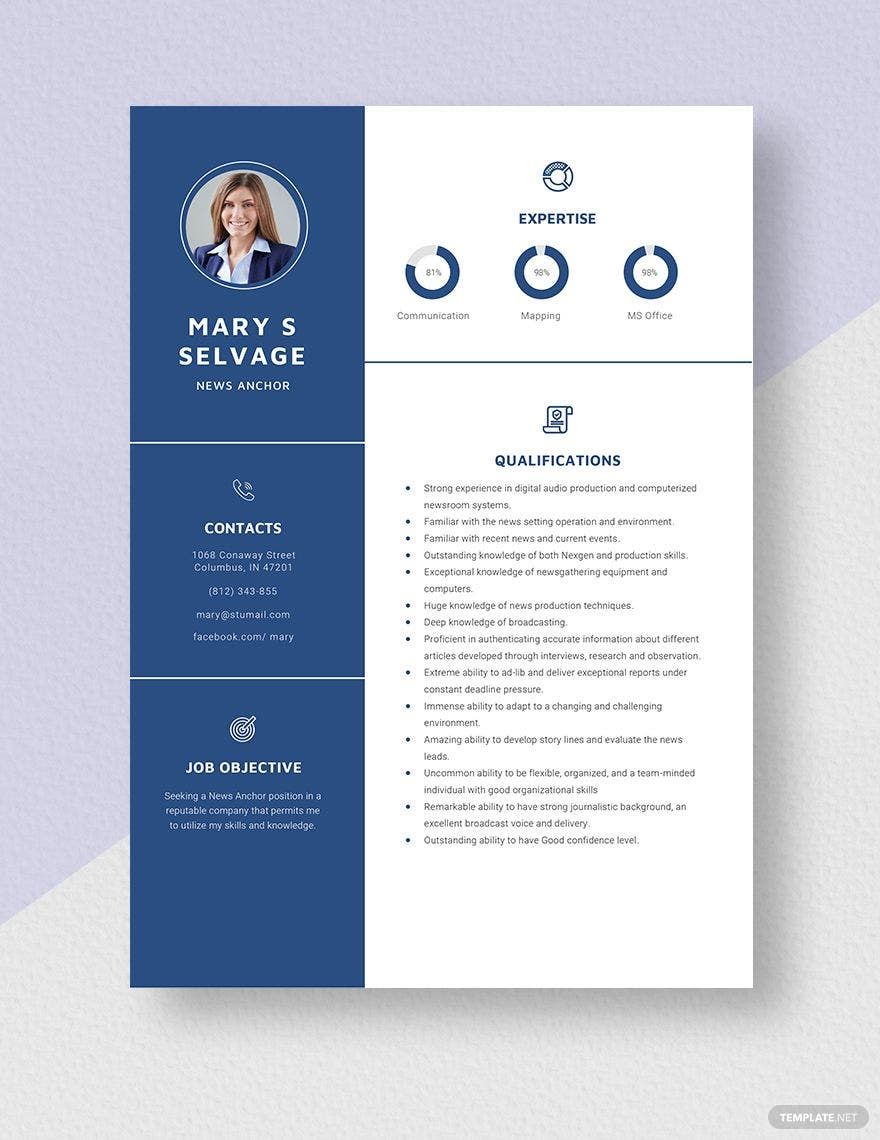 News Anchor Resume Template