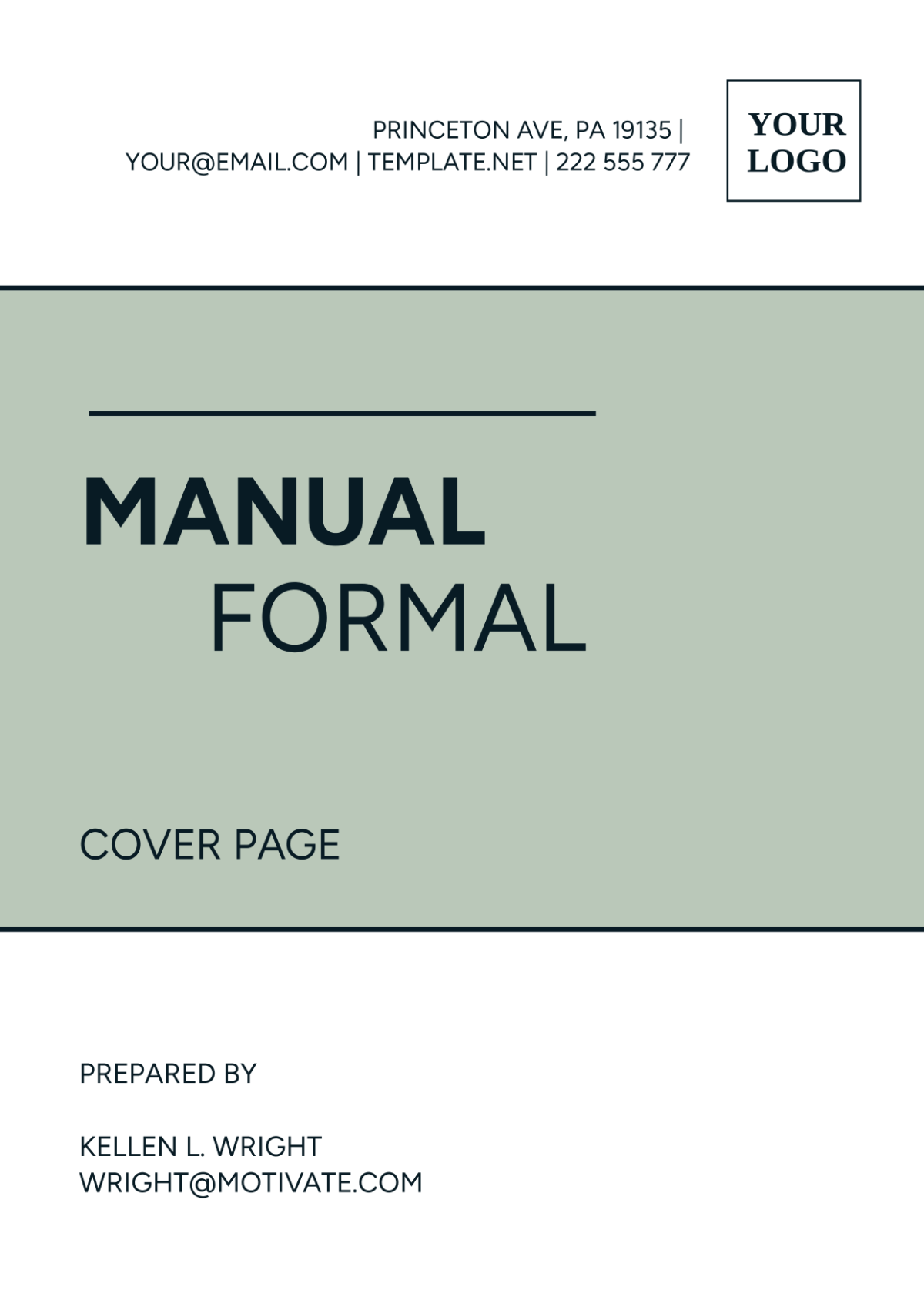Manual Formal Cover Page Template
