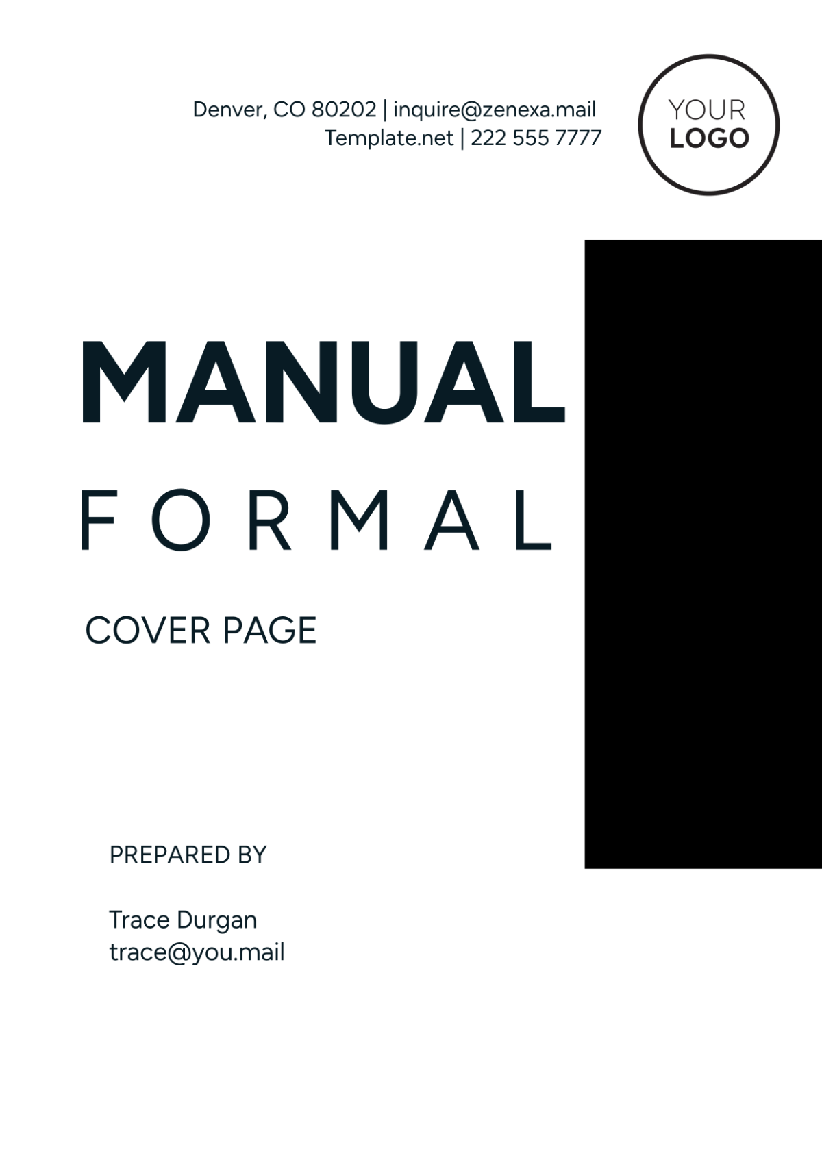 Free Manual Formal Cover Page Template - Edit Online & Download ...