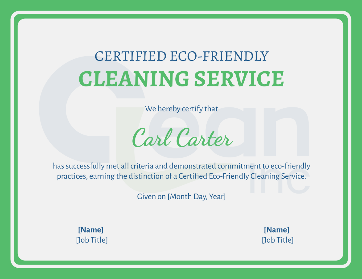 Cleaning Services Certified Eco-Friendly Cleaning Service Template