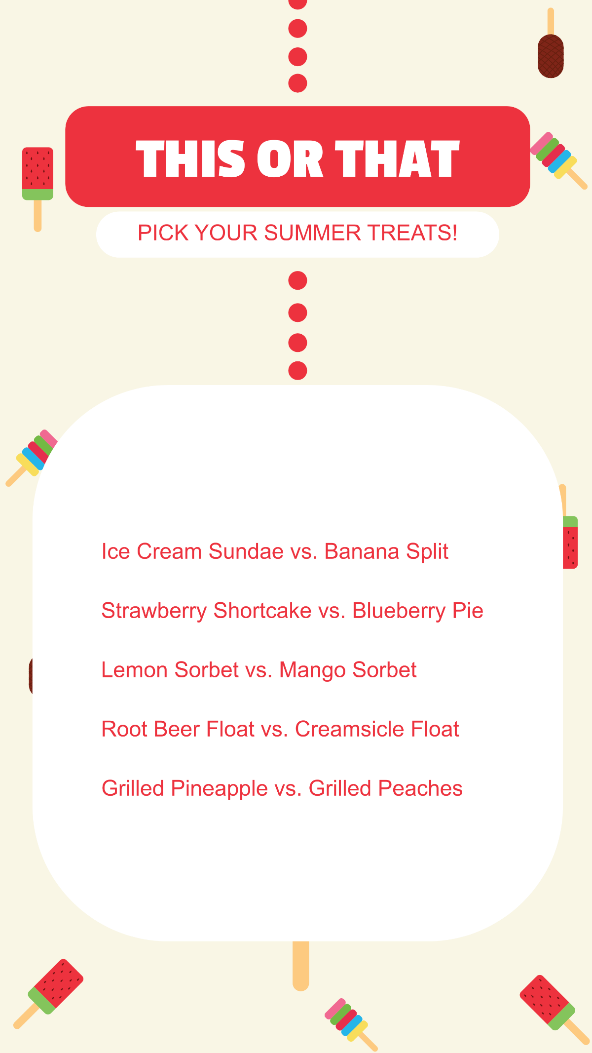 Free This or That Summer Treats Instagram Story Template