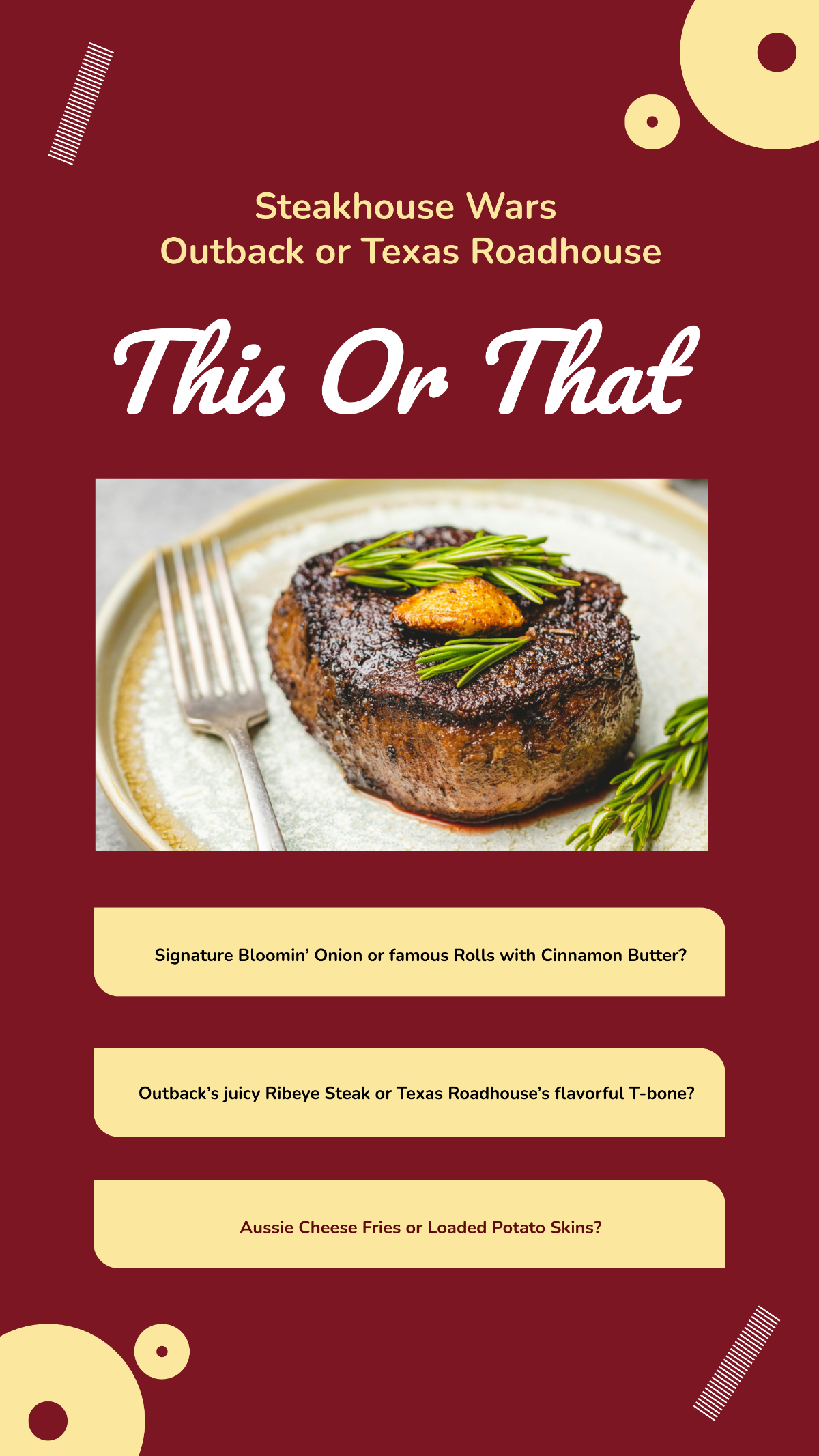 Outback or Texas Roadhouse This or That Template - Edit Online & Download