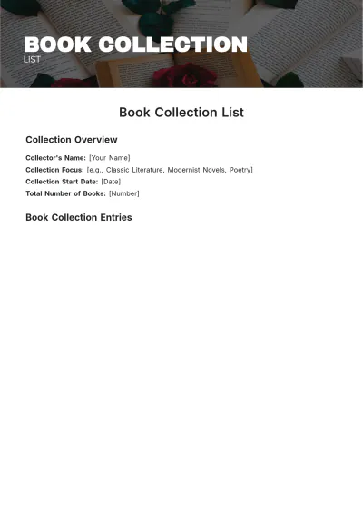 Free Book Collection List Template to Edit Online