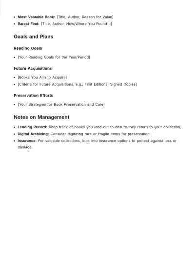 Free Book Collection List Template to Edit Online