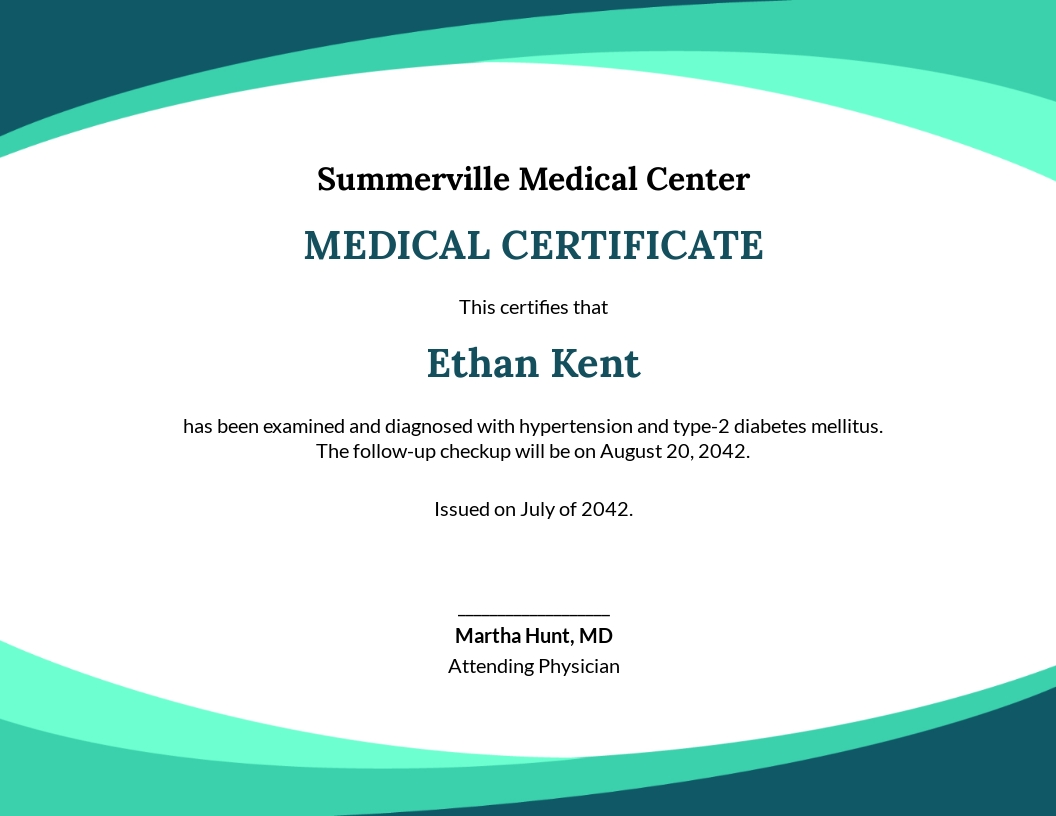 FREE Dental Medical Certificate Sample - Word (DOC) | PSD | InDesign ...