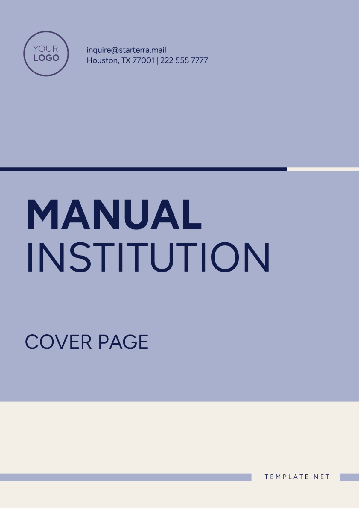 Manual Institutional Cover Page Template - Edit Online & Download