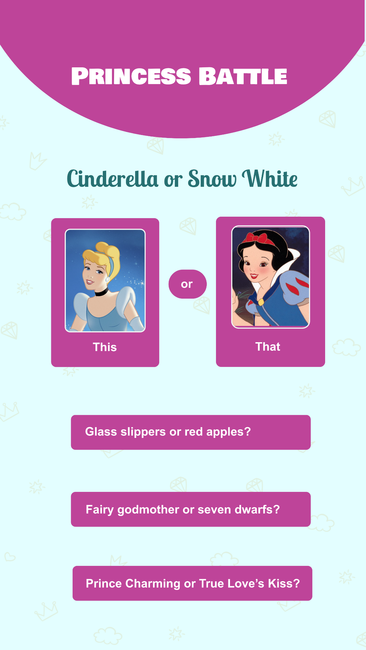 Free Cinderella or Snow White This or That Invitation Template