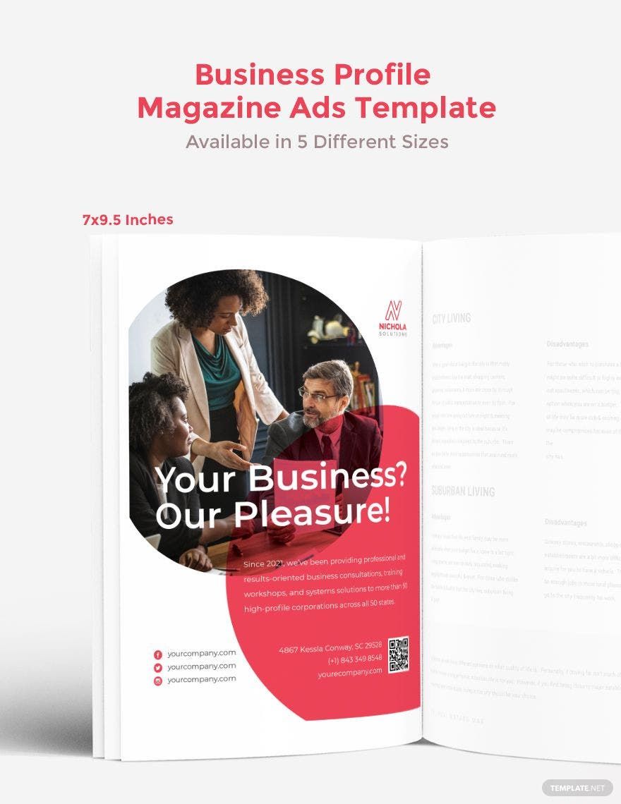 Free Business Profile Magazine Ads Template in PSD, InDesign