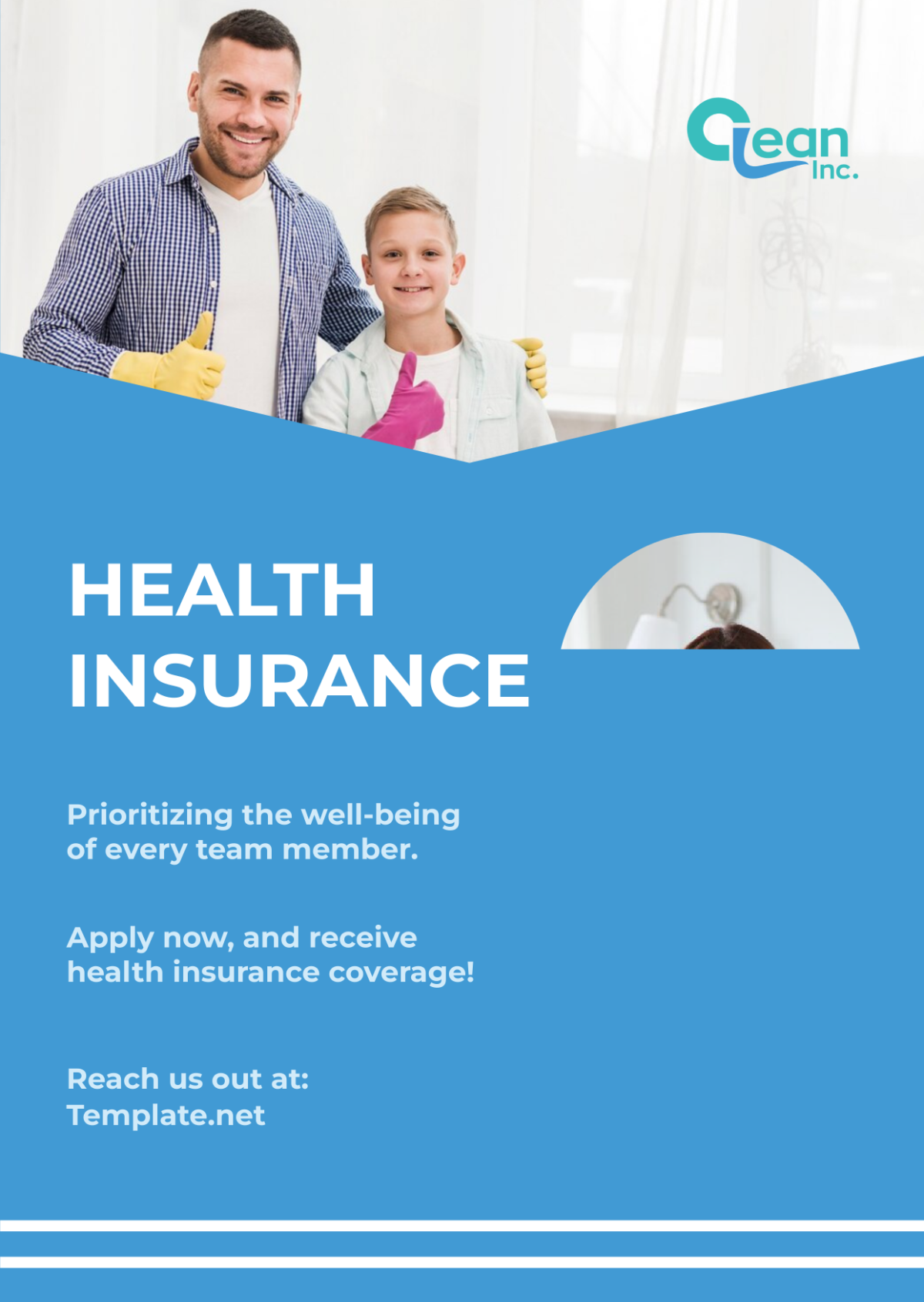 Free Cleaning Services Health Insurance Ad Template