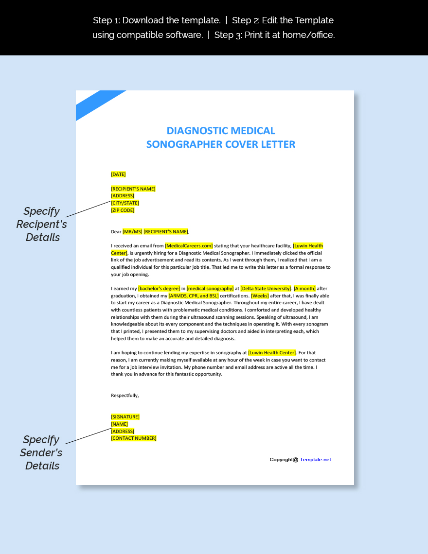 Diagnostic Medical Sonographer Cover Letter
