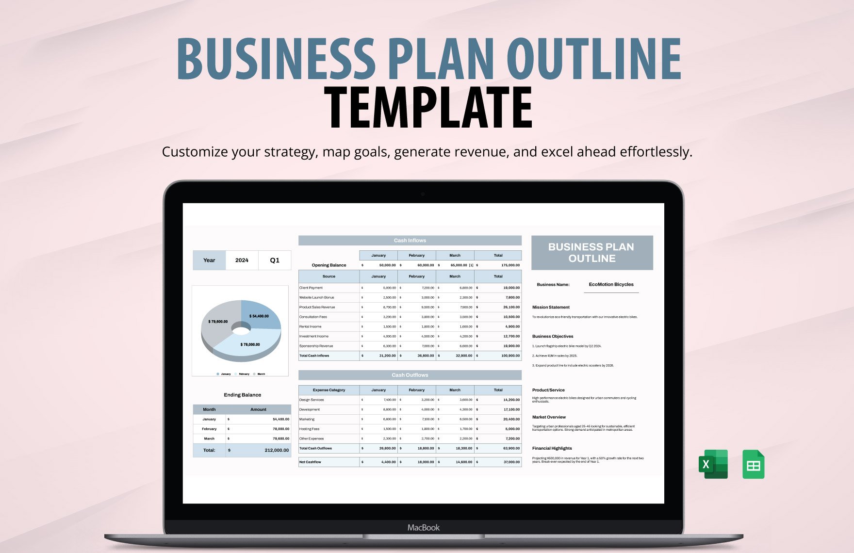 Business Plan Outline Template in Excel, Google Sheets