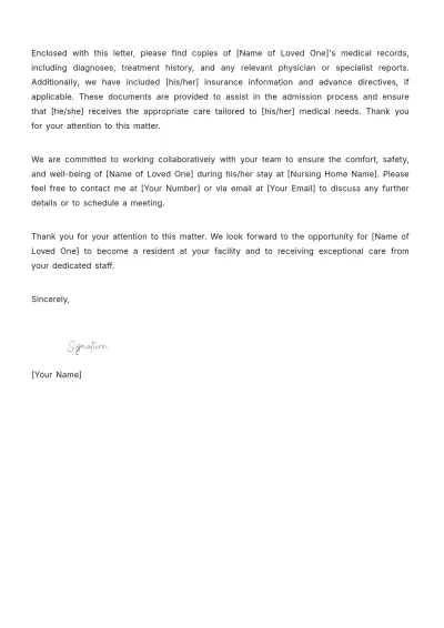 Free Nursing Home Letter of Intent Template to Edit Online