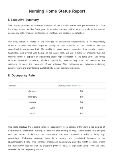 Free Nursing Home Status Report Template to Edit Online