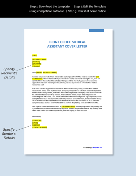 Free Front Office Medical Assistant Cover Letter Template - Google Docs ...