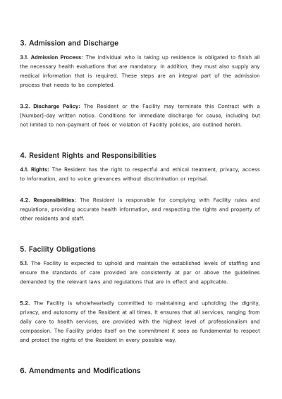 Free Nursing Home Service Contract Template to Edit Online