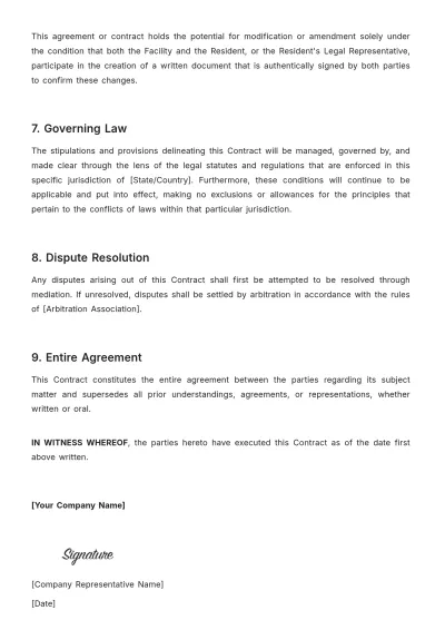 Free Nursing Home Service Contract Template to Edit Online