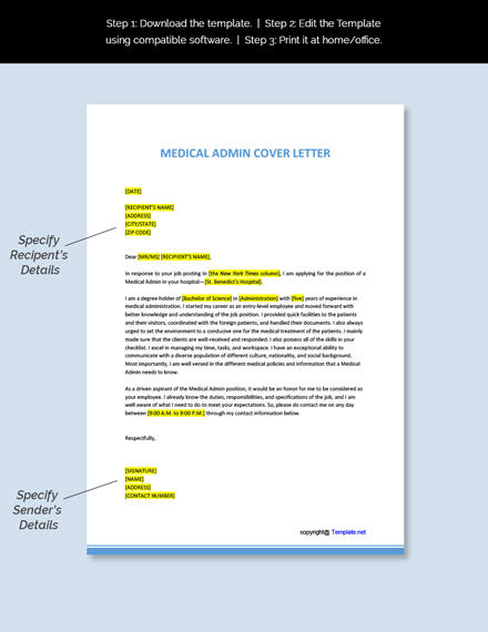Medical Admin Cover Letter Template