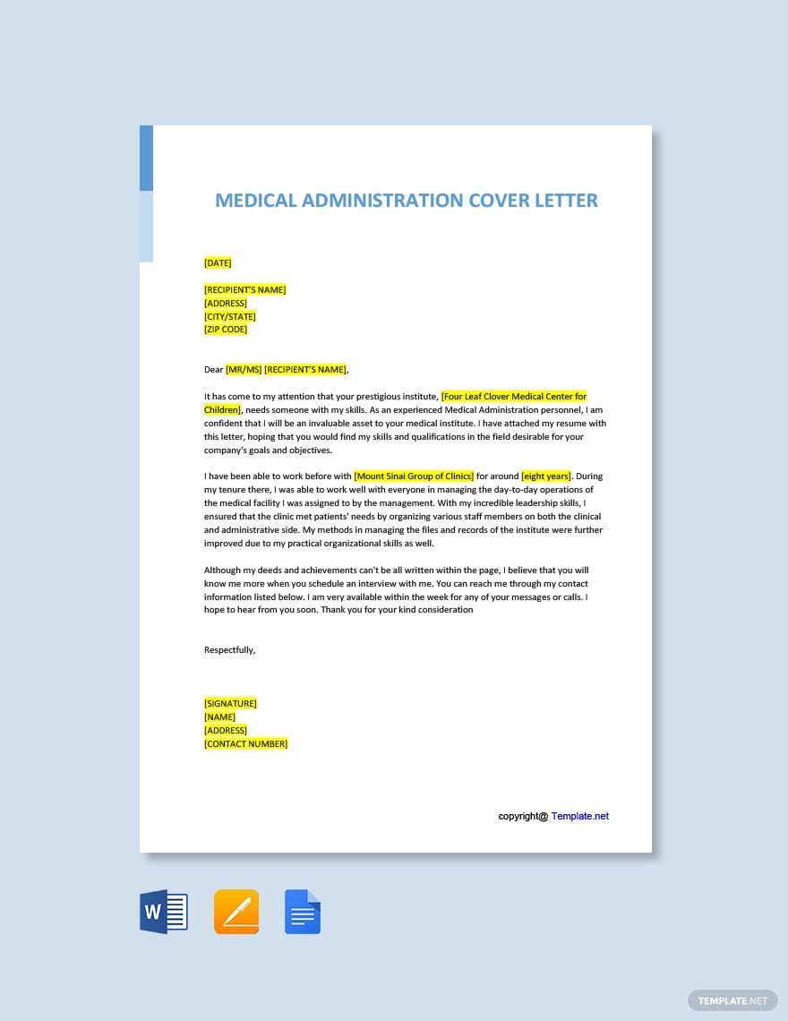 Medical Administration Cover Letter