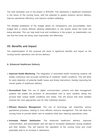 Free Nursing Home Technology Integration Proposal Template to Edit Online