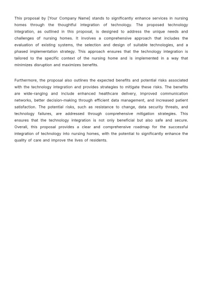 Free Nursing Home Technology Integration Proposal Template to Edit Online