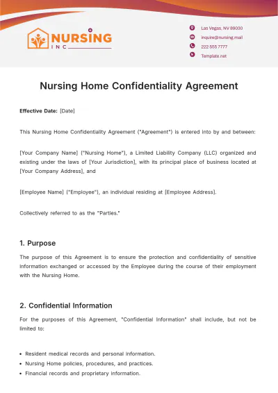 Free Nursing Home Confidentiality Agreement Template to Edit Online