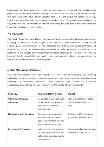 Free Nursing Home Weekly Report Template to Edit Online