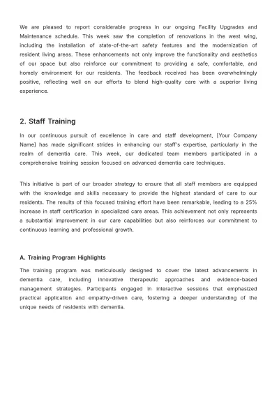 Free Nursing Home Weekly Report Template to Edit Online