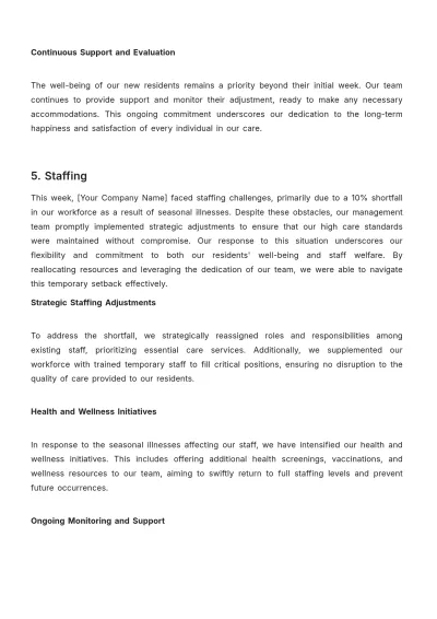 Free Nursing Home Weekly Report Template to Edit Online
