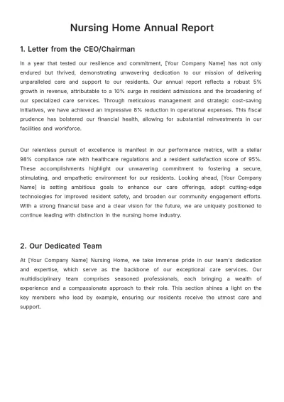 Free Nursing Home Annual Report Template to Edit Online