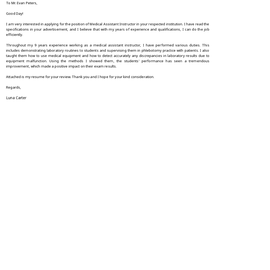 Medical Assistant Instructor Cover Letter Template.jpe