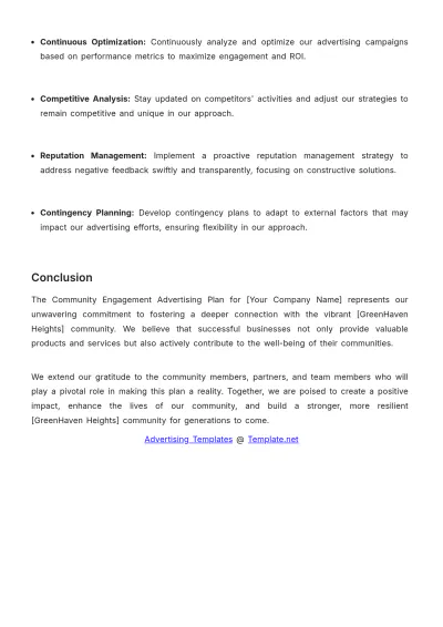 Free Detailed Community Engagement Advertising Plan Template to Edit Online