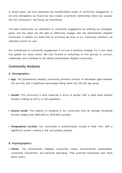 Free Detailed Community Engagement Advertising Plan Template to Edit Online