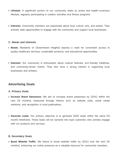 Free Detailed Community Engagement Advertising Plan Template to Edit Online